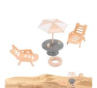 Sghtil Accessori da Spiaggia di Doll House, Figurine da Spiaggia Miniature | Decorazioni Miniature della Sedia 'Ombrello da Spiaggia Carina | Accessori per Casa delle bambole 'Ufficio Compatto
