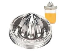 Sghtil Alesatore di agrumi per barattolo di vetro a bocca larga, con manico, in acciaio inox, riutilizzabile, coperchio spremiagrumi a prova di perdite, tappo manuale per bottiglie da 8,6 cm