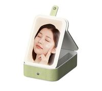 Sghtil Astuccio per trucco da viaggio con specchio, astuccio per il trucco con specchio e luce | borsa organizer cosmetica motivo coccodrillo - custodia per attrezzi per per il trucco,