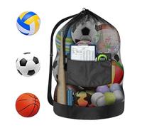 Sghtil Borsa per palloni da calcio,Borsa a rete extra resistente con coulisse e grande capacità | Zaino esterno per calcio pallavolo palestra nuoto