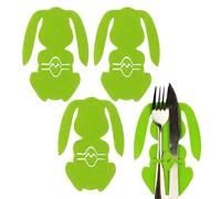 Sghtil Borsa per posate coniglietto pasquale borsa porta utensili | 4 pezzi borsa porta utensili coniglietto decorazione tavola a forma di coniglio per feste di Pasqua