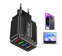 Sghtil Caricatore USB - Adattatore da Viaggio Europeo USB 3.1A 4 Porte,Stazione di Carica Internazionale con 4 Porte per Accessori Cellulari Caricamento Rapido per Italia, Germania e Spagna