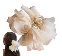 Sghtil Clip per capelli in chiffon a rete, grande clip in chiffon - Acconciatura in bianco o nero con acconciatura non scivolata grande artiglio forte | Gadget per condimento a rete in pizzo