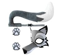Sghtil Costume da lupo di Halloween, costume per animali in peluche, set di abiti divertenti, accessori per cosplay traspiranti, accessori per servizi fotografici senza slittamento per eventi