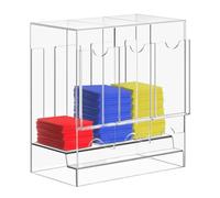 Sghtil Dispenser di schede, organizer da scrivania, trasparente, con 3 scomparti per schede, organizer per spazi di lavoro, giochi, commercio, casa e camera da