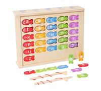 Sghtil Giocattolo di pesca magnetico, gioco di pesca magnetico in legno, Gioco di alfabeto di pesce magnetico, Giocattoli di apprendimento ed educazione, scatola di smistamento di forma, puzzle di