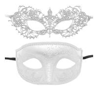 Sghtil Mascherata per coppie, copertura viso per pallina maschera, set di 2 protezioni per il viso da donna con maschera di pizzo, decorazione per palloni da maschera, copertura per il viso per feste