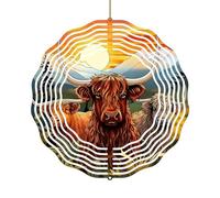 Sghtil Mulinello a | Sculpture Sonaglio Highland | Girandola Metallo 3D per Esterni,per Interni Giardino Ringhiere Pergolati Grondaie