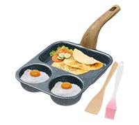 Sghtil Padella per Uova,Padella Per Pancake 3 Scomparti Antiaderente Con Spatola E Pennello | Padellina per Cucinare Uova con Manico Resistente al Calore per Preparazione Pasti in Cucina e Casa,Cucina
