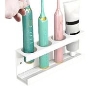 Sghtil Portaspazzolino elettrico - 4 scomparti senza fori con base diatomite - organizer per spazzolini elettrici da bagno | per dentifricio doccia cucina casa appartamento ufficio dormitorio hotel