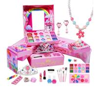 Sghtil Set di giocattoli per il trucco per, kit di per trucco reale per,Set di trucco falso lavabile principessa - Giocattolo di gioco principessa per ragazze 3 4 5 6 7 8 9 10 11