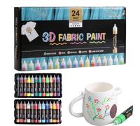 Sghtil Set di pittura per tessuti, impermeabile, 24 colori, 30 ml, per legno, tela, cappelli, abbigliamento, bambini, adulti, decorazione per vetro