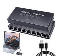 Sghtil Splitter Ethernet, hub di rete a 8 porte, ad alta velocità, 1000 Mbit/s, adattatore Gigabit Plug and Play, per casa, ufficio, rete, streaming TV, computer