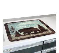 Sghtil Tappetino scolapiatti a forma di orso, assorbente, tappetino scolapiatti a forma di orso marrone, 50 x 30 cm, antiscivolo, resistente al calore, per cucina in campagna, fattoria