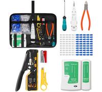 SGILE Kit di Attrezzi per Rete, Pass Through RJ45, Pinza Crimpatrice per Cat5, Cat6, Cat7, Pinza Spellafili, Tester di Rete, Universale RJ45/RJ11/RJ12, Include 50 Connettori CAT6