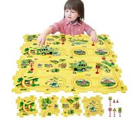 SGILE Puzzle Labirinto Costruzione Percorsi 16 pz Puzzle STEM per Sviluppare la Logica per Bambini, Gioco in Scatola con Macchinina, Apprendimento Precoce per Ragazzi/e 3-7 anni Regalo (Dinosauro)