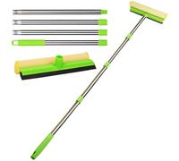 Sgizoku - Puliscivetri da 60'' con striscia e spugna, kit lavavetri per parabrezza auto 2-in-1 con manico estensibile da 148 cm a 4 sezioni, strumento per la pulizia dei vetri della doccia per