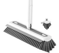 Sgizoku Spazzola angolata per pavimenti con spatola 3 in 1, spazzola per pulizia pavimenti regolabile con manico lungo, 30 cm, per strofinare pavimenti, piastrelle, pavimenti del garage, patio