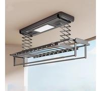 SGKOMN Asciugatrice elettrica a soffitto con Telecomando, stendibiancheria Pieghevole Resistente, capacità 35 kg, Ventola di Riscaldamento da 120 cm, Design telescopico., Gray