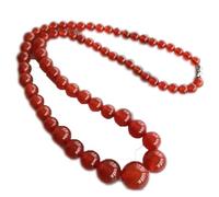 SGKOMN Ciondolo per Collana in Giada Rossa Naturale Feng Shui per Donna, Perline Rotonde autentiche a Forma di Pagoda di Agata Yoga
