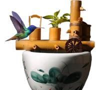 SGKOMN Fontana Solare in bambù, Fontana in bambù per abbeveratoio per Uccelli, Elemento d'Acqua per Giardino Esterno, Fontana in bambù Zen Feng Shui, Decorazione per laghetto, per Prato, 17.7in