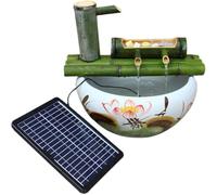 SGKOMN Kit Fontana d'Acqua Solare in bambù, Elemento Decorativo Artigianale per Giardino Zen con Pompa, Fontana da Tavolo per Interni, circolatore per Acquario, Ornamento per laghetto e, 23.6in(60cm)