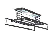 SGKOMN Stendibiancheria elettrico da soffitto in alluminio e acciaio con telecomando, stendibiancheria elettrico da soffitto a bassa rumorosità, 20 fori per appendere i jeans, Black-One Size
