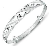 SGLDXQVZJHM Bracciale rigido classico a catena, bracciale rigido da donna in argento sterling 925 regolabile con stelle, regali di compleanno for le sorelle