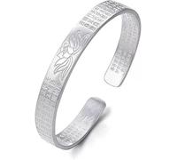 SGLDXQVZJHM Bracciale rigido classico con catena, bracciale da donna in argento sterling 925, vintage Feng Shui, loto intagliato a mano, gioielli da donna, compleanno
