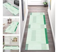 SGLGSTORE Tappeto Passatoia Cucina Antiscivolo Lavabile Tappeti Runner per ingresso interno Verde chiaro Bianco Antimacchia Tappeto Cucina Corridoio 80X450CM Soggiorno camera da letto Tappetino