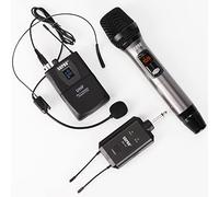 SGPRO Bodypack Headset and Handheld Wireless Microphone Set with Mini Mic and Compact Receiver 32 Preset Channels 262 Feet Transmission AA Batteries Powered Mics and Bodypack Transmitter..