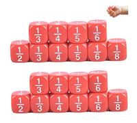 Sgqtqybk 20 PCS Dice Frazione Multi sfaccettate Math Dice Educational Class Educational Set Game Accessori per la Pratica Matematica per Bambini, Red Fraction Game