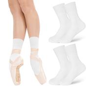 SGQTZDZQ 2 calzini da balletto rosa, traspiranti e delicati sulla pelle, calzini da danza per ragazze, calze in nylon per lezioni di danza, bianco, M