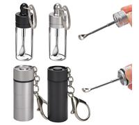 SGQTZDZQ 4 bottiglie per tabacco da fiuto con cucchiaio, kit per tabacco da fiuto in metallo e vetro, fiale portatili per conservare spezie, zucchero, pillole, viaggi, cucina all'aperto