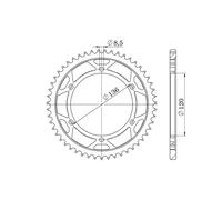 Supersprox Corona posteriore 428 x 57 Acciaio Argento 57 denti per Yamaha