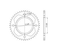 Supersprox Yamaha 520x47 Rfe857x47blk Rear Sprocket Argento 47t