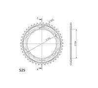 SGR Corona posteriore Supersprox Steel per Honda 525x43 Argento 43t