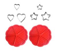 SGSCFG 2 Forme di Cuore Rosso, 3 Forme di Stella A Cinque Volte in Acciaio Inossidabile E 3 Forme di Cuore in Acciaio Inossidabile, Forme di Biscotti, Strumenti al Forno Fai-da-Te, Oggetti da Cucina.