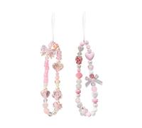 SGSCFG 2 Pezzi Appesi Ornamenti Rosa, Perle di Telefonia Mobile -Lanyards, Simpatici Rimorchi di Telefoni Cellulari Che Possono Essere Utilizzati per Anelli Chiave, Cuffie E Borse.