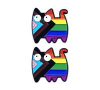 SGSCFG 2 Pezzi di Gatto Arcobaleno, Badge con Cartoni Animati, Penne Decorative Colorate, Accessori di Moda, Adatti A Zaini, Abbigliamento, Cappelli.