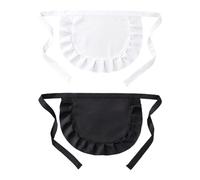 SGSCFG 2 Pezzi di Grembiule Corto, Simpatico Grembiule Minimalista, Giochi di Ruolo, Grembiule da Cucina, Accessori in Costume da Cameriere (Nero, Bianco).