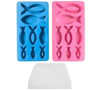 SGSCFG 2 Pezzi di Muffa di Pesce E Raschietto da 1 in Pece, Forma della Torta al Silicone, Raschietto per La Crema, Utensili da Cucina, Cioccolato Fai -da -Te, Biscotti, Dolci.