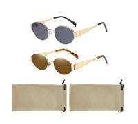 SGSCFG 2 Pezzi di Occhiali da Sole Ovale retrò, 2 Pezzi di Occhiali, Occhiali da Sole Versatili Classici, Accessori alla Moda E Accessori per Outfit.