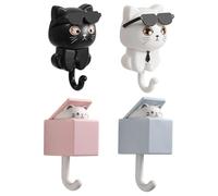 SGSCFG 2 Pezzi Ganci da Ricamo A Gatto Cartone Animato E 2 Parti Ganci da Gatto Dolce, Ganci A Parete Senza Buco, Adatti per Borse/Cappelli/Cappotti/Asciugamani.