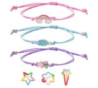 SGSCFG 3 Pezzi di Braccialetto Arcobaleno E 3 Pezzi di Capelli Arcobaleno, Braccialetto di Amicizia, Braccialetto per Ragazze, Bracciali per Bambini, Braccialetto Regolabile, Regalo per Buoni Amici.