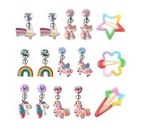SGSCFG 6 Paia di Morsetti A Cavallo Arcobaleno, 3 Pezzi di Clip per Capelli Arcobaleno, Accessori per Stili di Piante, Mappa dei Capelli Dolci Dolci, Accessori per Cartoni Animati.