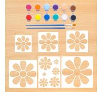 SGSCFG 6 Pezzi di Modello di Fiori D'Oca, Pigmenti A 12 Colori E 2 Pezzi di Pennello, Pagine da Colorare Cavi, Strumenti di Pittura, Articoli Fai -da -Te.