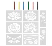 SGSCFG 8 Pezzi di Modelli di Disegno di Piante, 6 Pezzi di Spazzole Colorate, Modelli di Spray A Forma di Verdura, Modelli di Pittura Cavi, Spazzole Colorate di Bambini E Strumenti di Apprendimento.