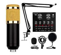 SGSG Bundle Microfono a condensatore Multifunzione BM-800 Scheda Audio Live Kit Microfono V8 Supporto Antiurto in Metallo e Supporto per Microfono Regolabile Utilizzato per la Registrazione Music