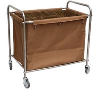 SGSG Cesto portabiancheria ， Carrello per smistamento Biancheria ， Rettangolare ， con Tasche ， Grande Cesto portabiancheria con Ruote ， Telaio in Acciaio Inox